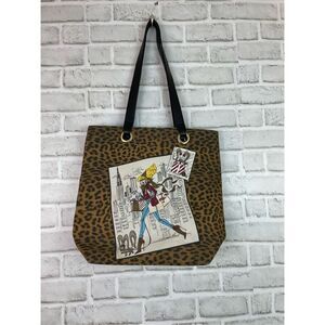 Chico’s Jackie B  Leopard Print Tote Bag Art Deco